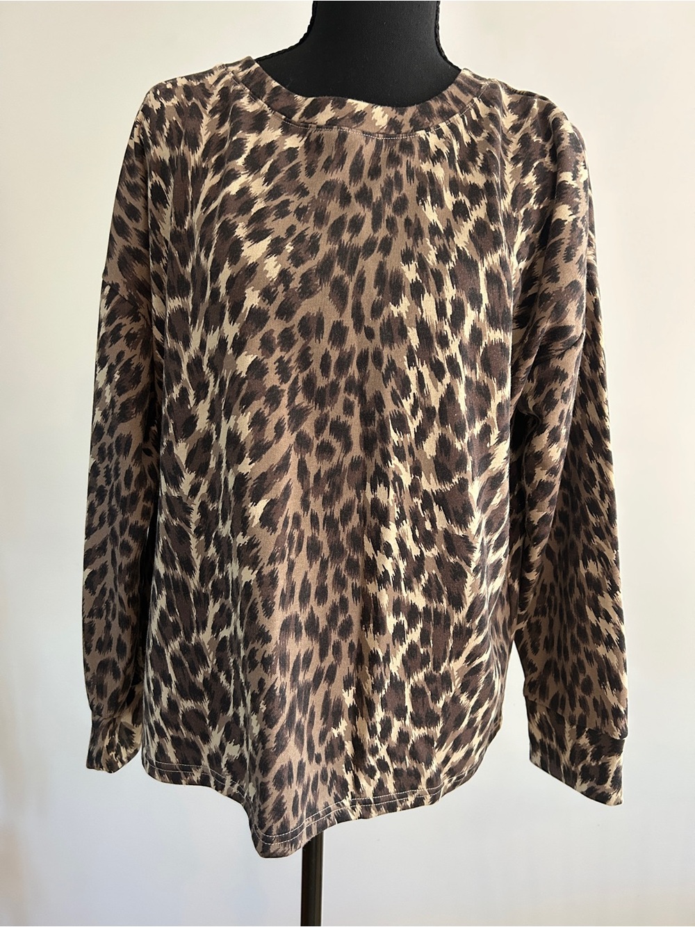 Banana Republic Leopard Print Long Sleeve Top - Brown & Cream